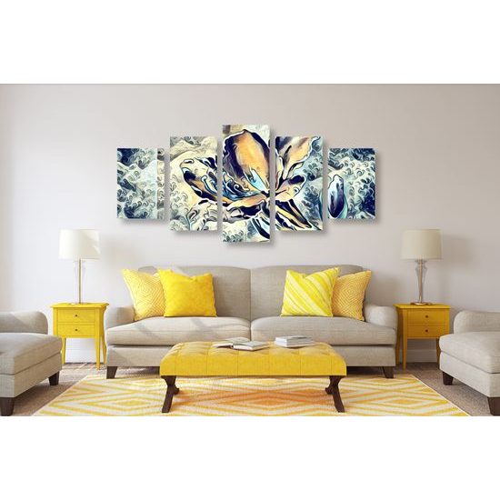 5-dielny obraz surrealistický kvet