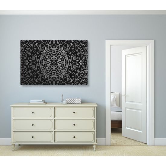 Obraz čiernobiely luxusný oranament