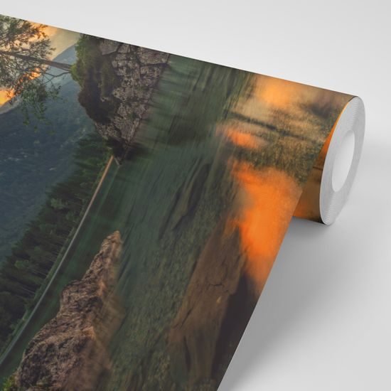 Nádherná samolepiaca fototapeta odraz oblohy v jazere