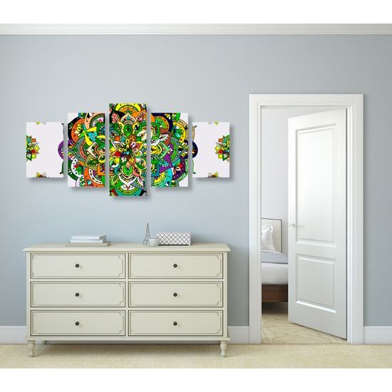 5-dielny obraz zelená vintage Mandala