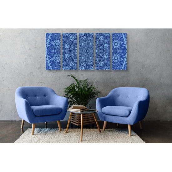 5-dielny obraz modrá luxusná Mandala