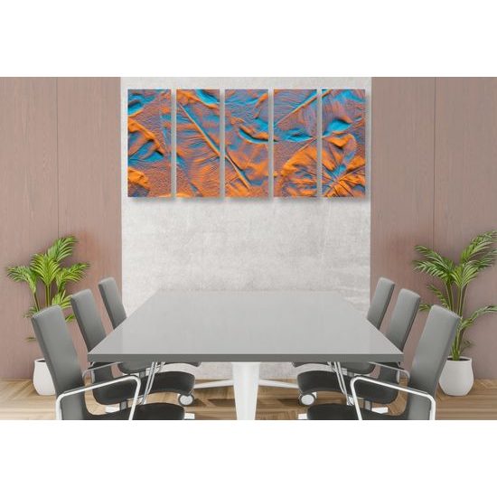 5-dielny obraz piesok so štruktúrou listov