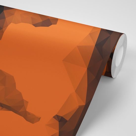 Tapeta mapa sveta tvorená mnohouholníkmi v oranžovom prevedení