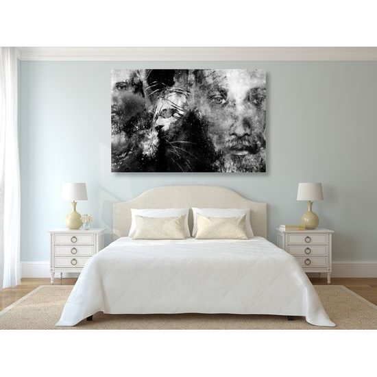 Obraz vševidiaci Ježiš v čiernobielom prevedení