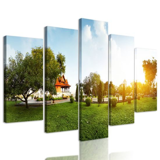 5-dielny obraz zeleň v rozkvete