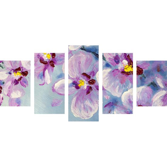 5-dielny obraz maľované fialky