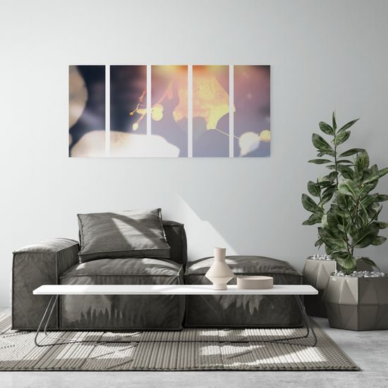 5-dielny obraz zaujímavý list lipy