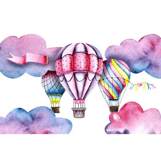 Samolepiaca tapeta nádherné balóny v akvarelovom prevedení