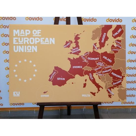 Obraz moderná mapa Európskej únie v hnedom prevedení