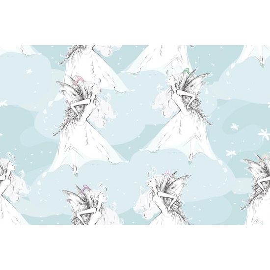 Tapeta očarujúca víla v modrom prevedení