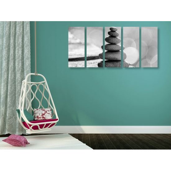 5-dielny obraz príroda v rovnováhe v čiernobielom prevedení