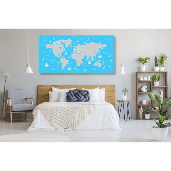 Obraz na korku mapa sveta s motívom mora