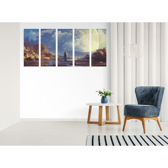 5-dielny obraz žena vo futuristickom svete