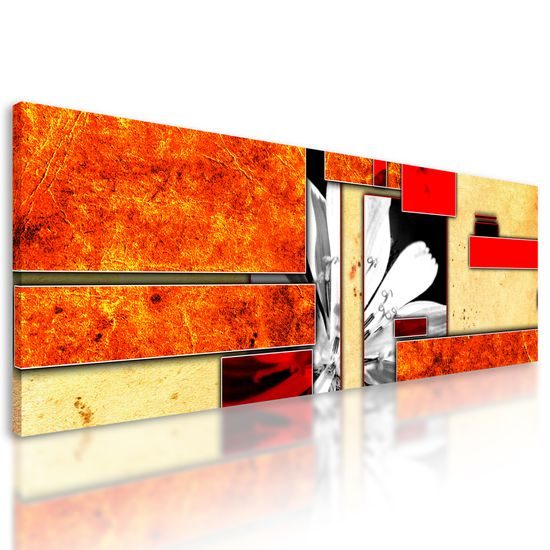 Obraz kvet v oranžovom ráme