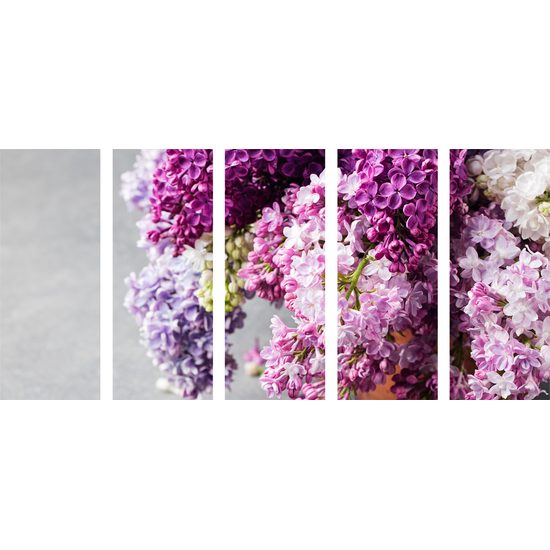 5-dielny obraz nádherný orgován v kvetináči