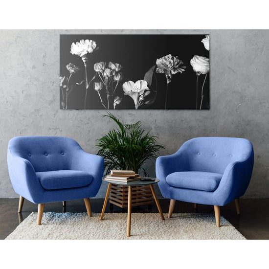 Obraz nádherné kvety v čiernobielom prevedení