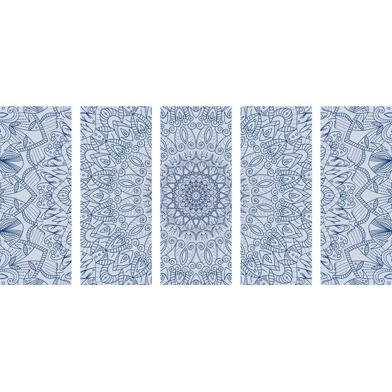 5-dielny obraz bledomodrá orientálna Mandala