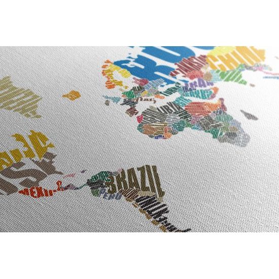 Obraz mapa sveta tvorená názvami jednotlivých krajín