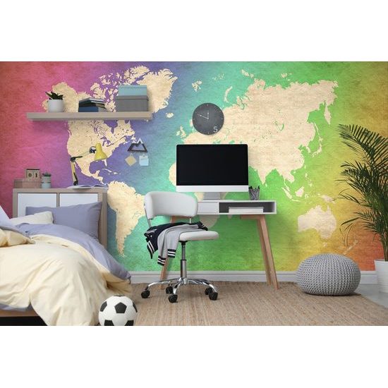 Samolepiaca tapeta minimalistická mapa sveta