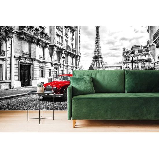 Samolepiaca fototapeta červený veterán v historickom Paríži