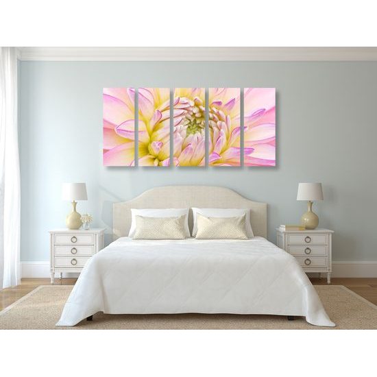 5-dielny obraz perfektný detail na kvet dálie