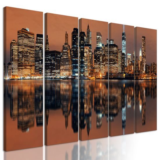 5-dielny obraz nočný Manhattan