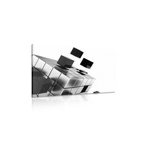 Obraz zaujímavá kocka v čiernobielom prevedení