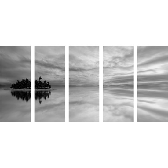 5-dielny obraz ostrov stroskotancov v čiernobielom prevedení