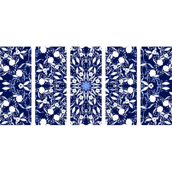 5-dielny obraz zaujimavá kvetinová Mandala