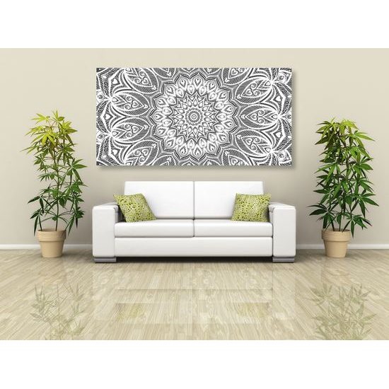 Obraz nekonečná Mandala v čiernobielom prevedení