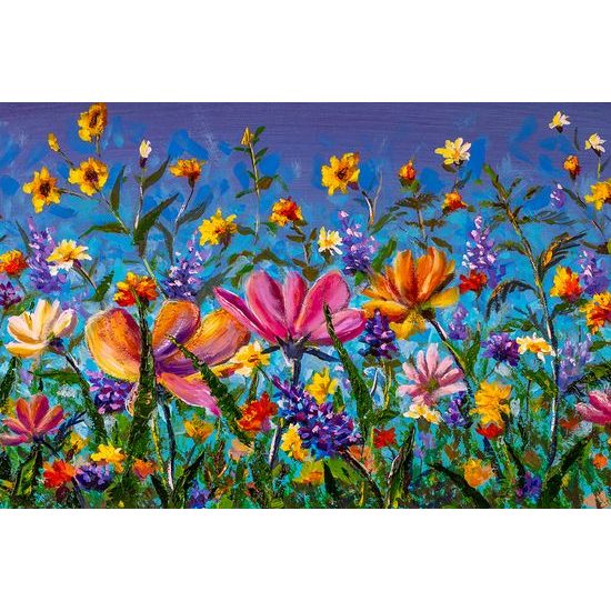 Jedinečná samolepiaca tapeta farebné lúčne kvety