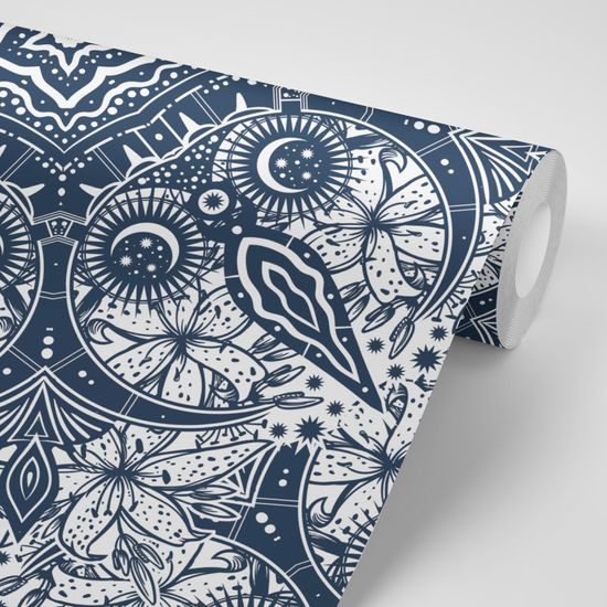 Samolepiaca tapeta umelecká abstrakcia v modrom prevedení