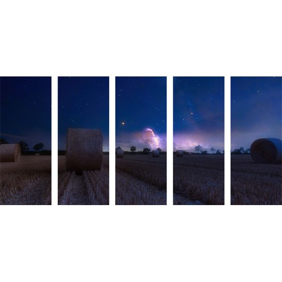 5-dielny obraz lúka a pohľad na hivezdy