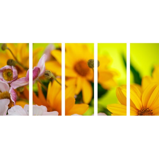 5-dielny obraz kvety v letných farbách