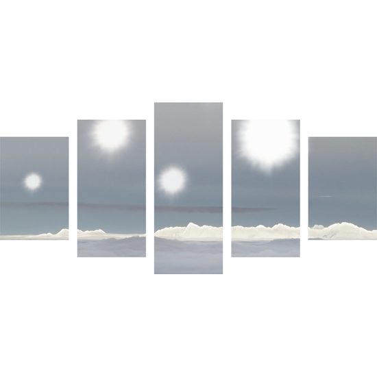 5-dielny obraz odrazy slnka nad Antarktídou
