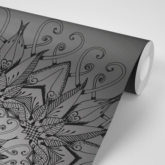 Samolepiaca tapeta zaujímavá Mandala v čiernobielych farbách