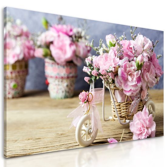 Obraz karafiát vo vintage črepníku