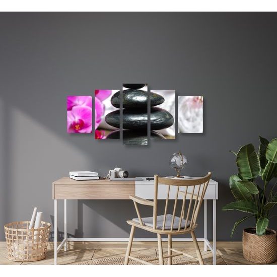 5-dielny obraz meditačné Zen kamene