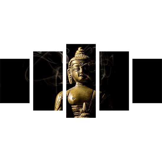 5-dielny obrazu Budha zahalený dymom
