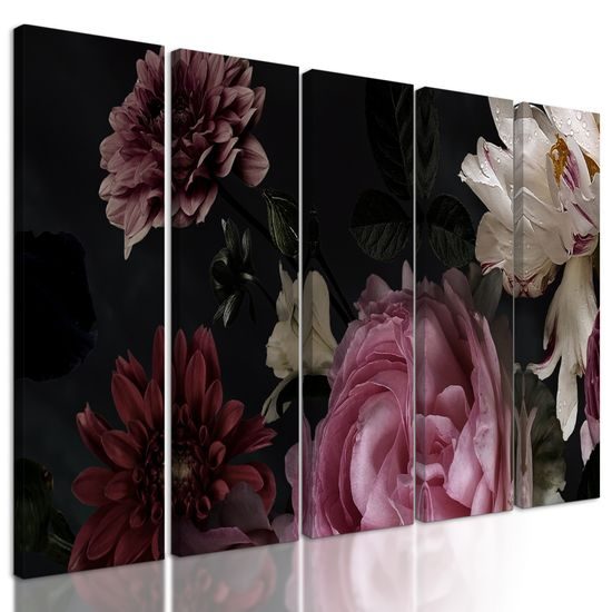 5-dielny obraz nádherná slavnostná kytica