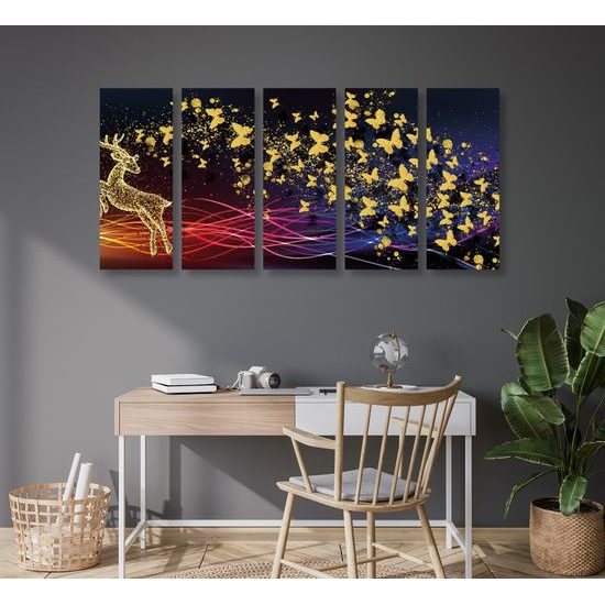 5-dielny obraz abstrakcia vesmírneho Jeleňa