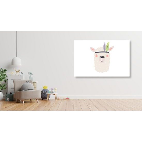 Obraz dobrodužná lama s pierkami