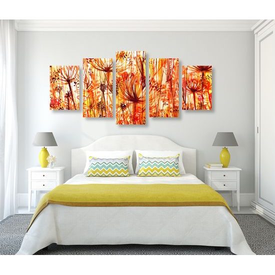 5-dielny obraz umelecká abstrakcia púpav
