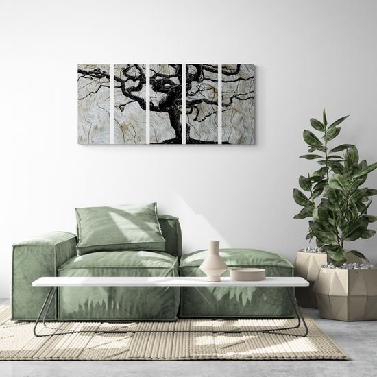 5-dielny obraz tajuplný strom na dreve