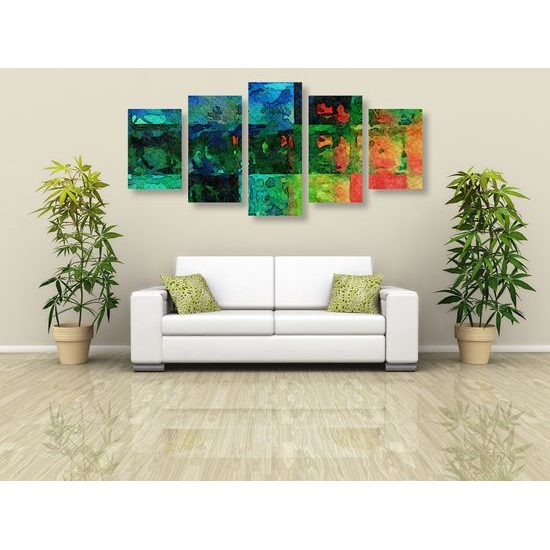 5-dielny obraz abstrakcia farieb
