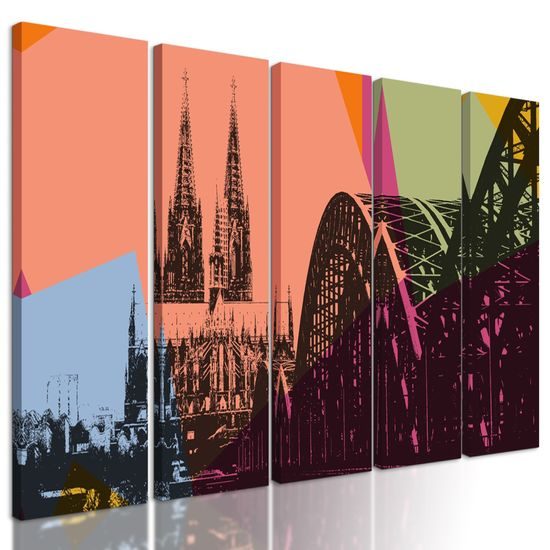 5-dielny obraz nemecký Kolín v pop art štýle