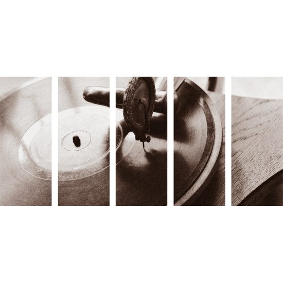 5-dielny obraz historický gramofón vo vintage prevedení