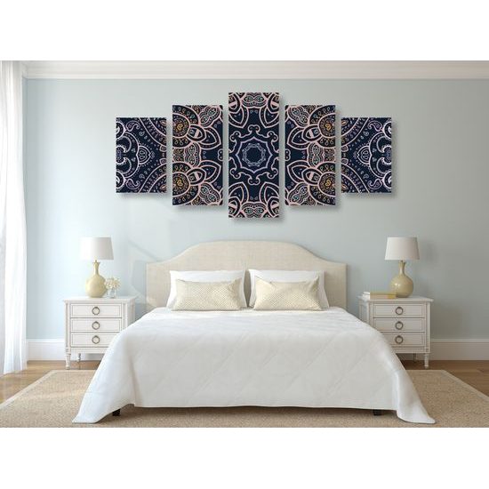 5-dielny obraz Mandala v indickom štýle