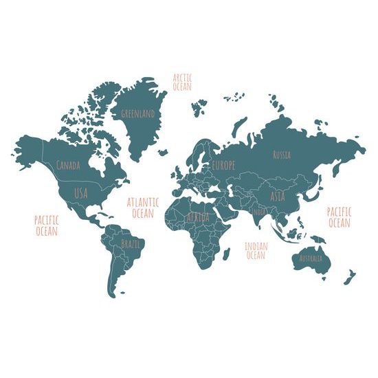 Samolepiaca tapeta mapa sveta v prehľadnom prevedení