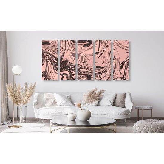 5-dielny obraz ružová umelecká abstrakcia
